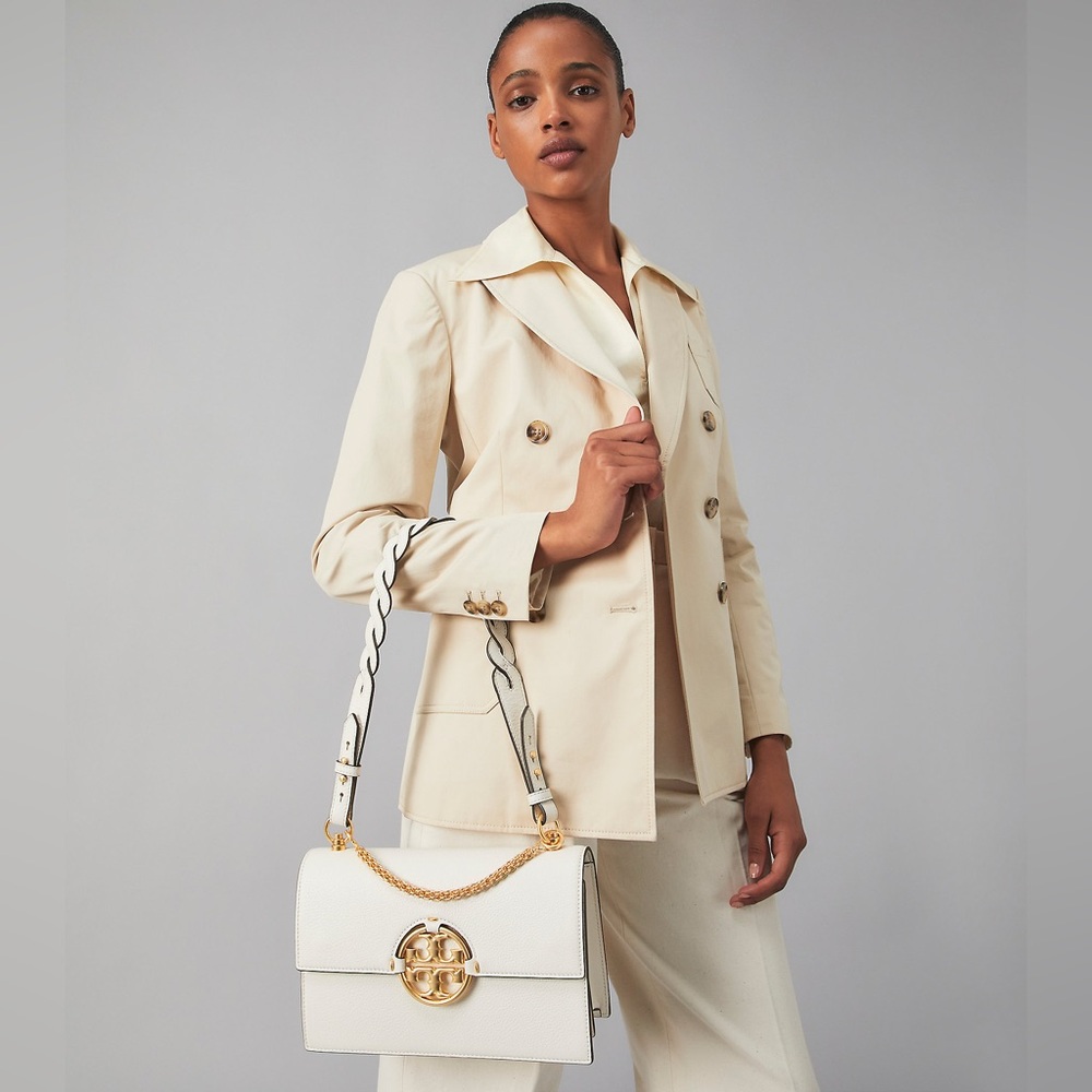 Tory Burch Miller Braided Strap Convertible Shoulder Bag - Ivory - Picture 3 of 10